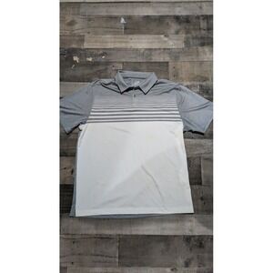 Under Armour Shirt Men's XL Grey/Wht Striped Golf Polo Wigwam Golf Logo HeatGear
